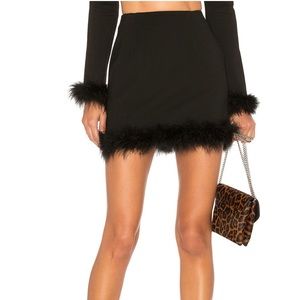 NBD mini skirt with feather trim